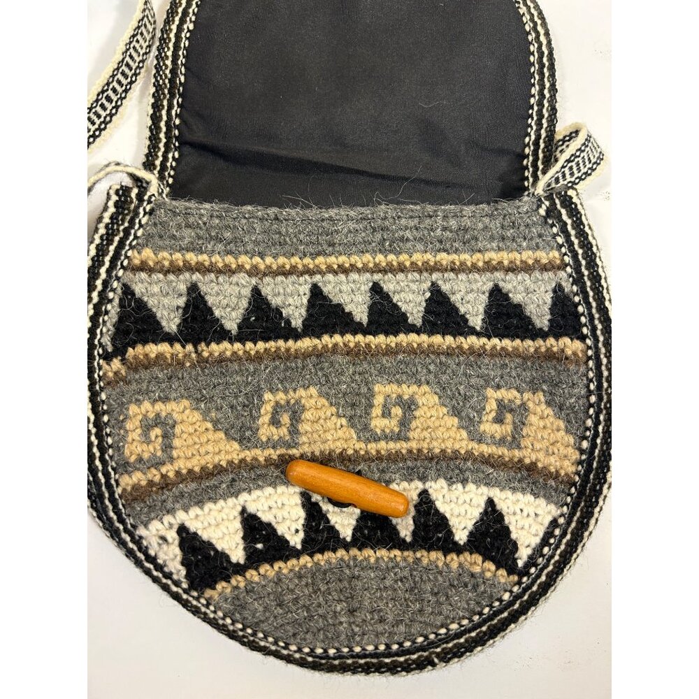 Handmade Woolen Crossbody Bag Horse and Tribal Pattern Cowgirl Core Southwest - Picture 5 of 9